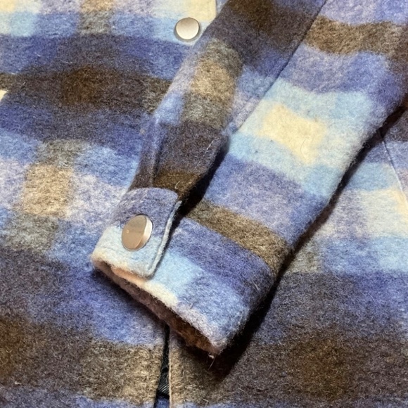 ZARA Wool Button Front Plaid Collared Shacket w/ Pockets Fully Lined US Sz S - Picture 7 of 10